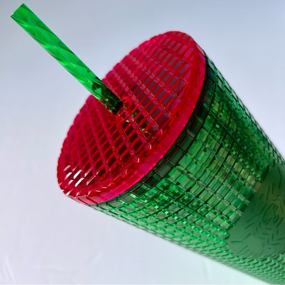 Starbucks Spring 2023 green & pink grid cold cup - Picture 3 of 4